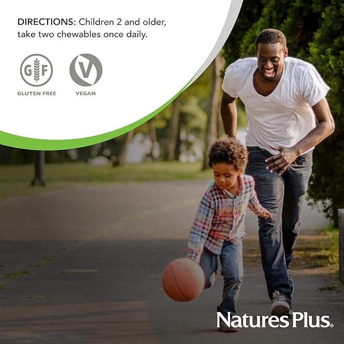 Natures Plus Animal Parade Children's Chewable Multivitamin - Grape Flavor - 90 Animal-Shaped Tablets - Promotes Health & Well-Being - Vegetarian, Gluten Free - 45 Servings