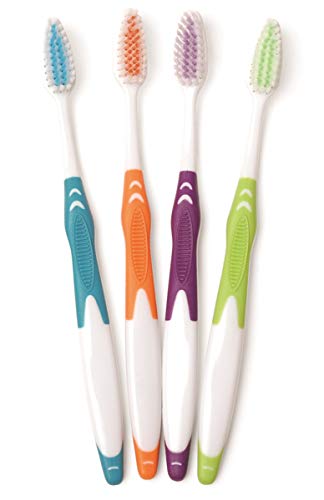FRESHMINT Individually Wrapped Bulk Premium Toothbrushes (100 Pack), Oversized Easy Grip Rubber Handle, Soft Multi Color Nylon Bristles Perfect for Travel, Hotel, Donation