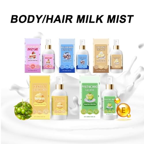 Vanilla Cream Puff Body Milk Mist, Scentnity Body/Hair Milk Mist, Sweet Milk Body Mist, Body Milk Mist Vanilla Creampuff, Vanilla Cream Puff Hair and Milk Mist, Vanilla Body Milk (200g, Straw+Vanilla)