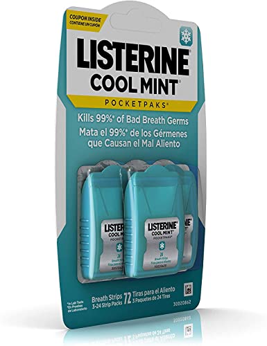 Listerine Cool Mint Pocketpaks Breath Strips, 12-24-Strip Pack Total 288 Strips