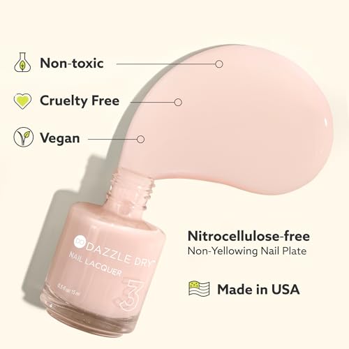 Dazzle Dry Nail Lacquer (Step 3) - Broadway Beige - A cool and medium greige with purple undertones. Full coverage cream. (0.5 fl oz)