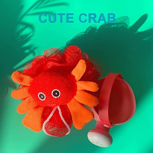 Loofah Exfoliating Shower Stuffed Sponge Pouf Mesh Brush with Animal Toys - Bath Spa Puff Scrubber Ball - Body Poof for Children Kids - Rich Foams Bubble（4.7" Each） Pack of 4