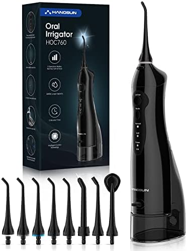 Water Flossers for Teeth Cordless Rechargeable Dental Oral Irrigator Water Jet for Teeth Braces Care with 8 Jet Tips for Travel and Home Use (Black)