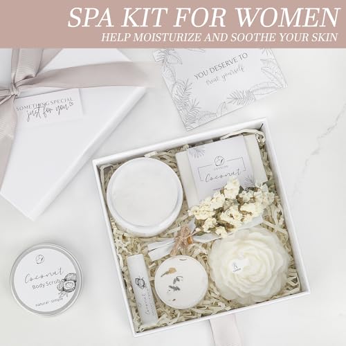 Spa Gifts for Women Bath and Body Gift Basket Mothers Day Gifts Coconut Lavender Home Spa Set Self Care Gift for Mom Sister Her Wife Birthday Gifts Spa Kit Care Package Thank You Gift