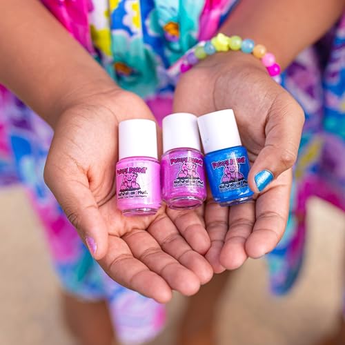 Piggy Paint | 100% Non-Toxic Girls Nail Polish | Safe, Cruelty-free, Vegan, & Low Odor for Kids | Tiny Tiaras (4 Polish + Nail Art Gift Set)