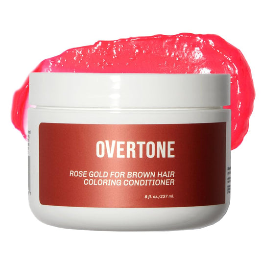 oVertone Haircare Color Depositing Conditioner - 8 oz Semi Permanent Hair Color with Shea Butter & Coconut Oil - Temporary Hair Color Dye - Vegan, Cruelty-Free - Rose Gold for Brown Hair