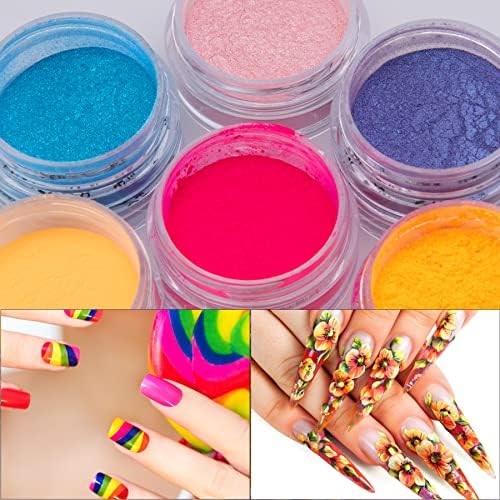 Duufin 54 Colors Nail Pigment Powder Colorful Luminous Powder Iridescent Pearlescent Pigment for Nails Art, Body and Crafts