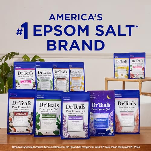 Dr Teal's Pure Epsom Salt Soak, Wellness Therapy with Rosemary & Mint, 3 lbs (Pack of 4)