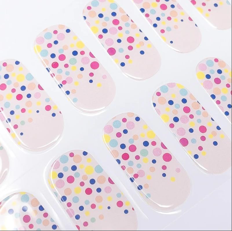 Semi Cured Gel Nail Strips with 20 Pieces, Salon Quality Nail Wraps for Women, Confetti ColorfulUV Gel Nail Stickers, UV Light Required, Sprinkles