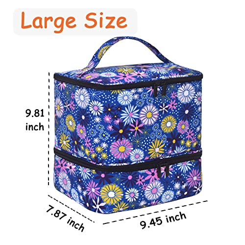 Upgraded Nail Polish Organizer Case - Holds 30 Bottles and 1 Nail Light, Double-layer Nail Bag Organizer Case Nail Polish Storage Bag with Handles (Style B-Flower)