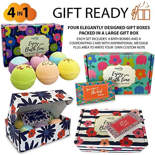 Bath Bombs for Women Gift Set - 24 Natural and Organic Bath Bombs with Essential Oils & Moisturizing Shea Butter, Spa Birthday Gift, Selfcare Gifts for Her, Women, Teen Girls, Kids, Bridesmaid Gift