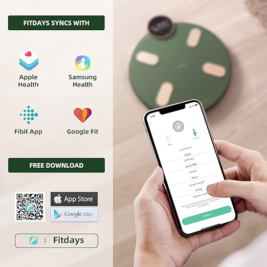 Scale for Body Weight, Posture Digital Bathroom Scale Large LED Display Weight Scale, High Accurate Body Composition Analyzer with BMI with Free Smartphone APP, 400Lb,Green