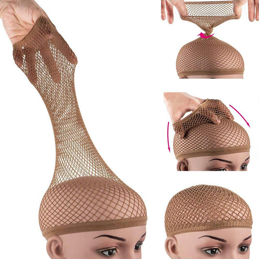 Dreamlover Mesh Wig Cap for Women, Hair Net for Halloween Wig, Brown, 3 Pieces