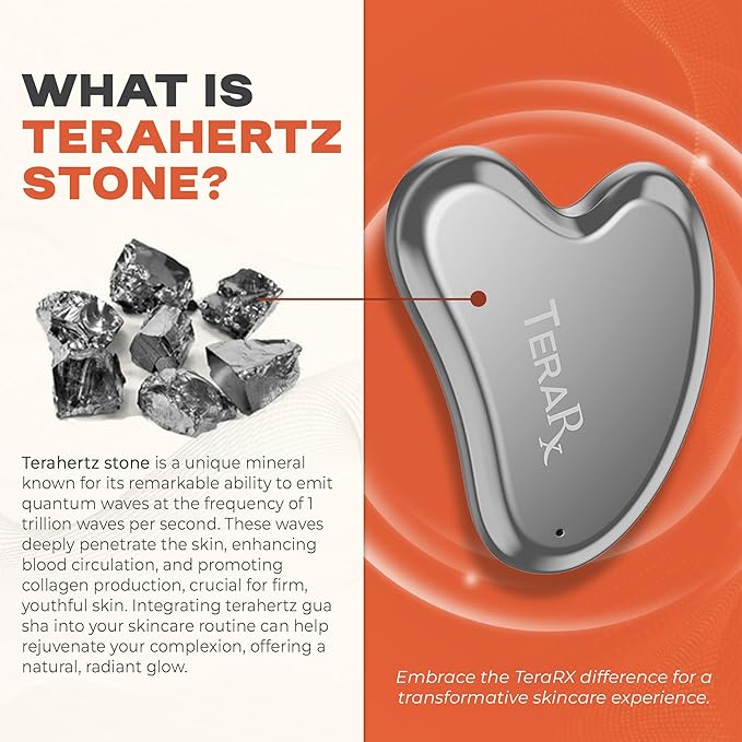 Terahertz Gua Sha for Enhanced Lymphatic Drainage, Reduced Puffiness, and Relieved Facial Tension – 100% Authentic Terahertz Stone Gua Sha Facial Tools