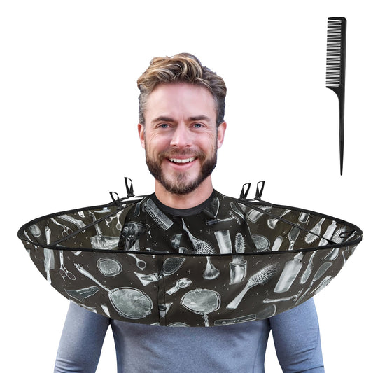 Lilian&Gema Hair Cloak Cape, Adjustable Haircut Cape Umbrella, Waterproof Hair Cloak Barber Cape, Foldable Hairdressing Umbrella Cape with Black Comb, for Adults and Kids, Salon and Home Use
