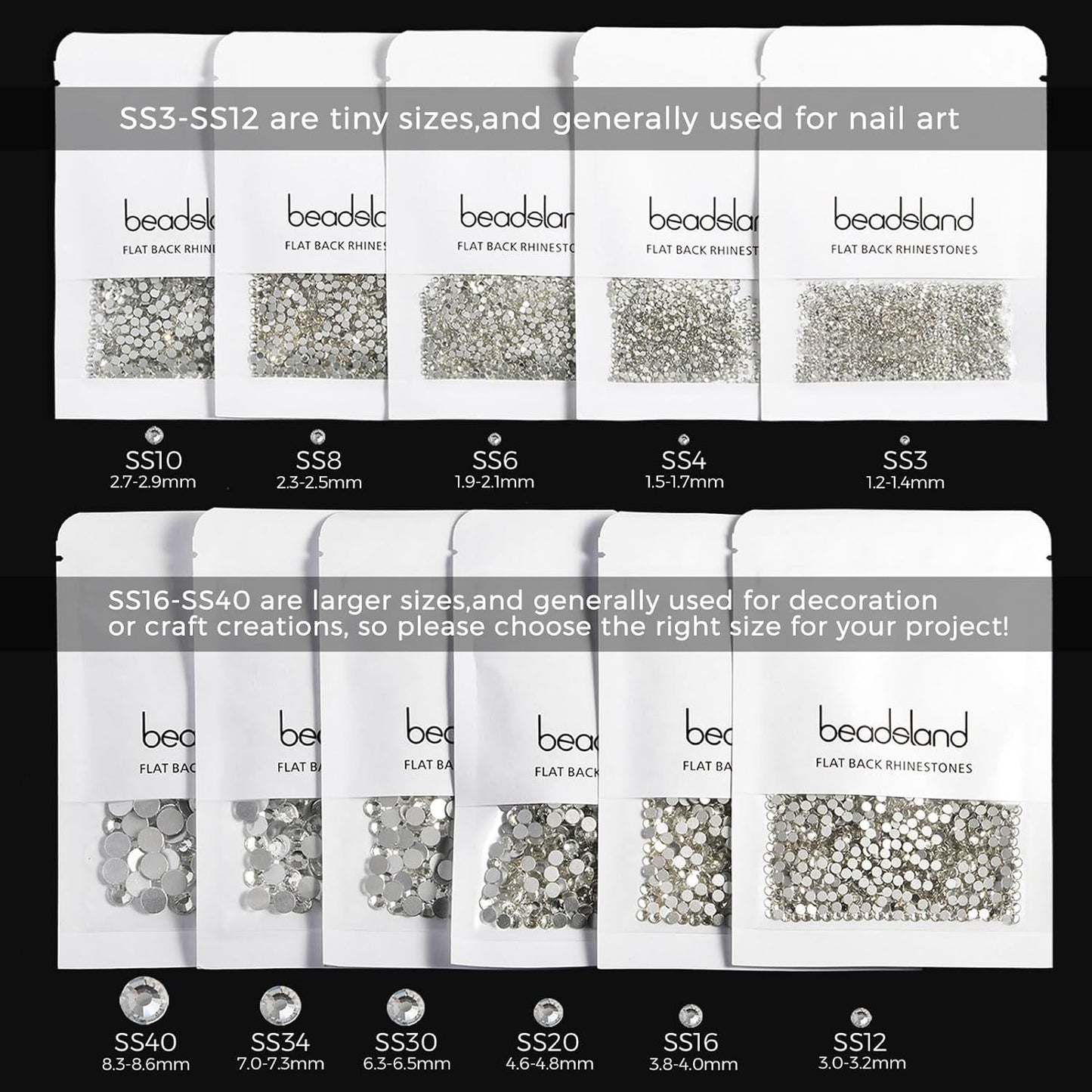 Beadsland 2880pcs Flat Back Crystal Rhinestones Round Gems for Nail Art and Craft Glue Fix,Hyacinth AB,SS4,1.5-1.7mm
