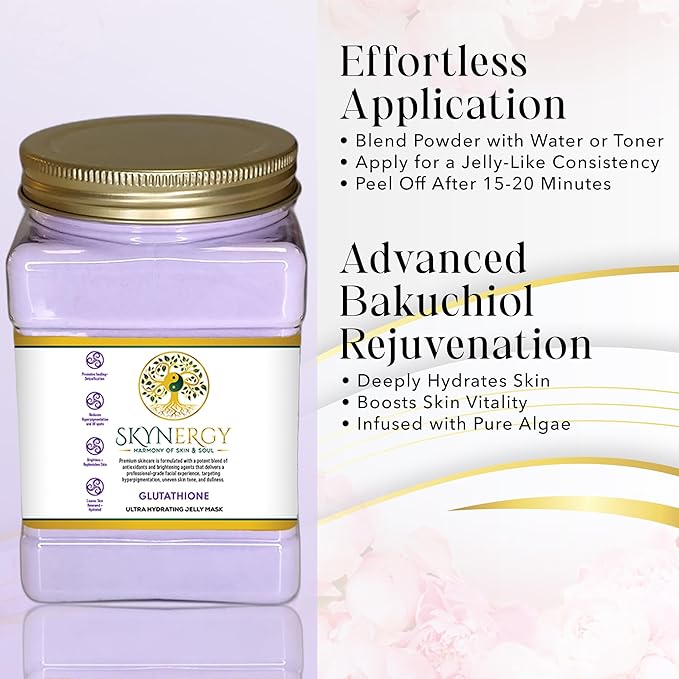 Glutathione Jelly Masks -Professional Grade HydroGlo Peel Off Face Mask, Radiance, Reduced Wrinkles, Fine Lines, Inflammation & Pigmentation Vajafacial Jelly Mask | 12 Applications (30 fl oz)