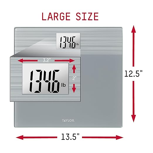 Taylor Digital Wide Platform Bathroom Scale, Scale for Body Weight, Highly Accurate Weighing Machine, Battery Powered, FSA HSA Eligible, Highly Accurate, Measures Weight up to 500 lb Capacity, Gray