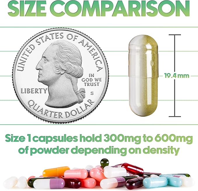 XPRS Nutra Size 1 Empty Capsules - 1000 Count Empty Gelatin Capsules - Empty Pill Capsules - DIY Capsule Filling - Pure Bovine Pill Capsules Empty Gel Caps (Clear)