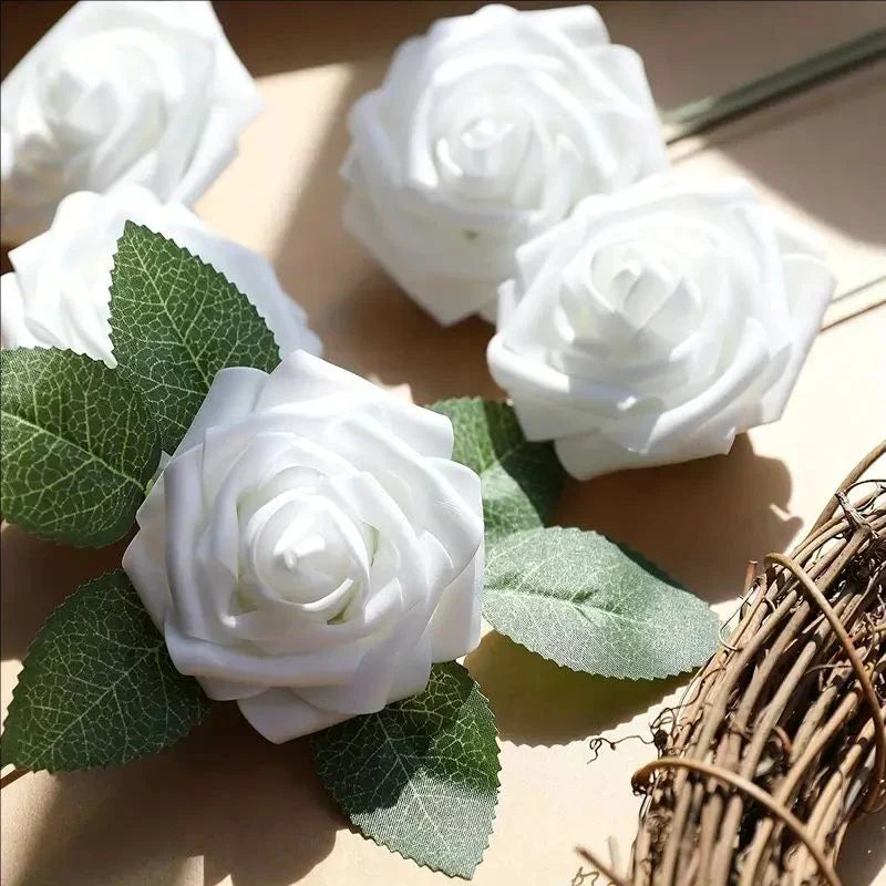 High-Grade White PE Rose Heads