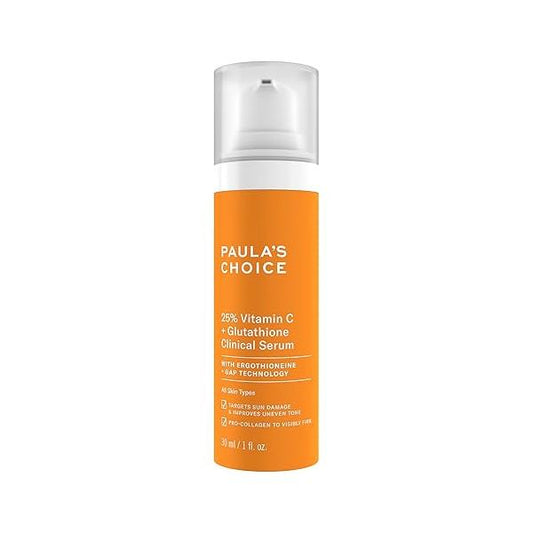 Paula’s Choice 25% Vitamin C Serum with Glutathione & Antioxidants, Face Improves Discoloration, Uneven Tone Firms, All Skin Types, Fragrance-Free, 1oz
