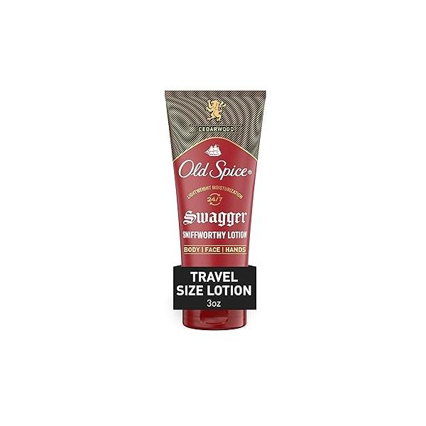 Old Spice Body Lotion for all skin types, Travel Size 24/7 Lightweight Moisturization with Amazing Scent Face, Hand and Body, Swagger of Cedarwood, Instant Absorption, 3oz